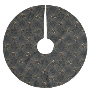 Elegante Rose aus schwarzem Gold Polyester Weihnachtsbaumdecke