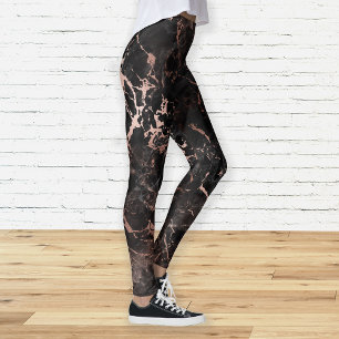 Elegante Rose aus schwarzem Marmor Leggings