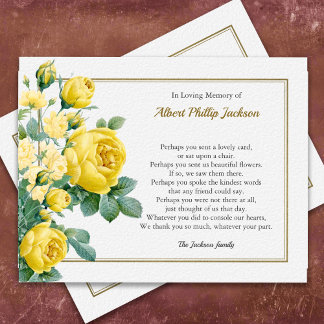 Elegante Rose Beileid Beerdigung Dankeschön Karte