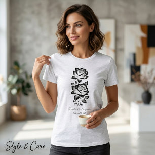 Elegante Rose benutzerdefiniertes Monogramm Datum Tri-Blend Shirt