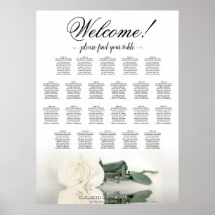 Élégante Rose blanche 22 Table Mariage Tableau de