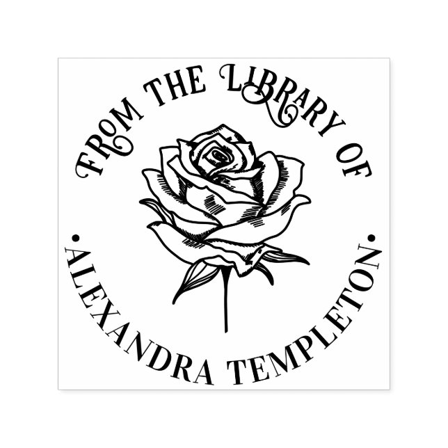 Elegante Rose Bloom #1P Bibliotheksname Permastempel (Design)
