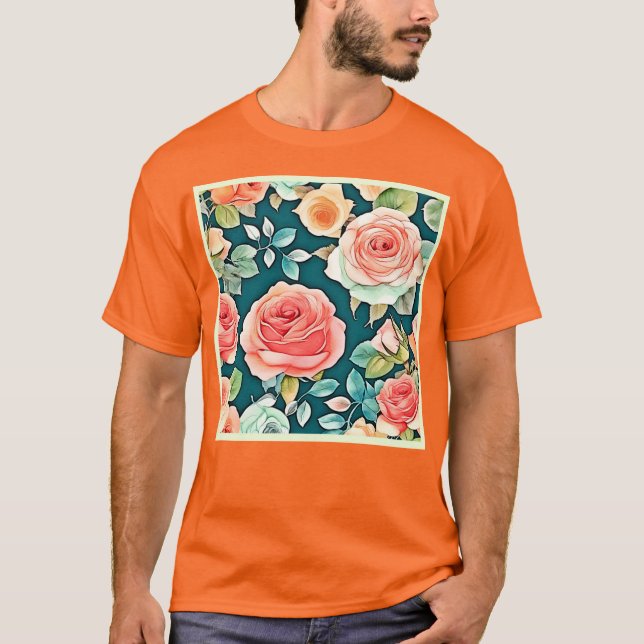 Elegante Rose Bloom Design T-Shirt (Vorderseite)