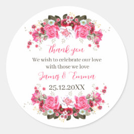 Elegante Rose Blume Custom Wedding Runder Aufkleber
