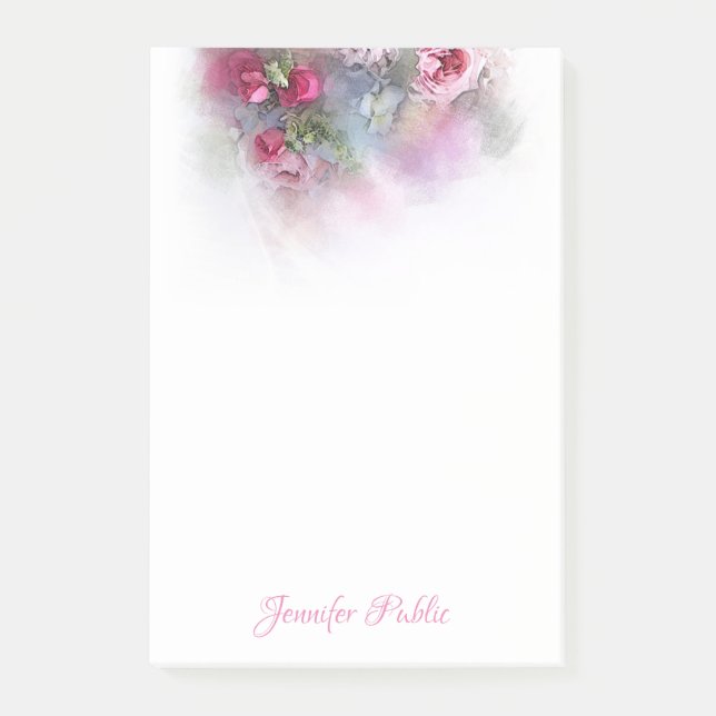 Elegante Rose Blume Handschrift Post-it Klebezettel (Vorderseite)
