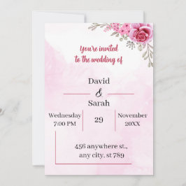 Elegante Rose Blume maßgeschneiderte Hochzeit Einladung
