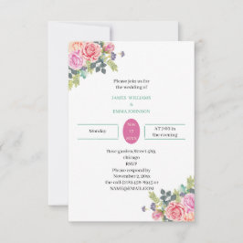 Elegante Rose Blume Personalisiert Hochzeit Einladung