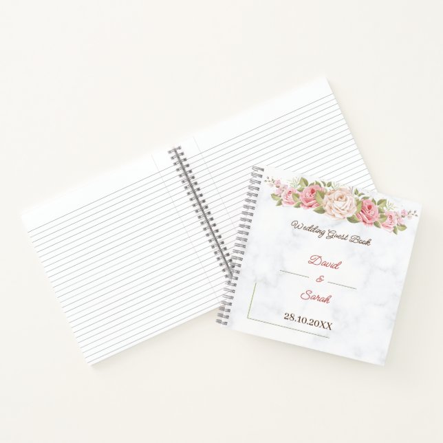 Elegante Rose Blume Personalisiert Hochzeit Notizbuch (Innenseite)