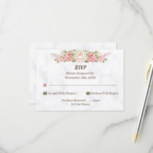 Elegante Rose Blume Personalisierte Hochzeitskarte RSVP Karte