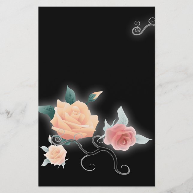 Elegante Rose Blumengestation Vintag Stationery Briefpapier (Vorderseite)