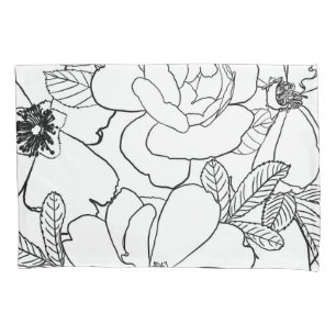 Elegante Rose Blumenlinie Zeichnend Design Kissenbezug