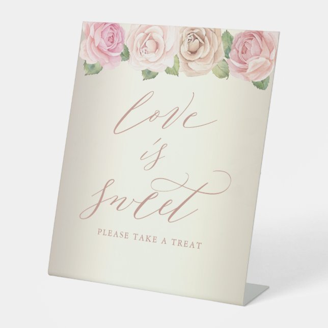 Elegante Rose Blumenzwiebeln Liebe ist süße Hochze Sockelschild (Vorderseite)