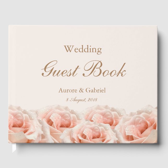 Elegante Rose Blush Champagne Wedding Gästebuch (Vorderseite)