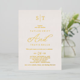 Elegante Rose | Blush Monogram Wedding Folieneinladung