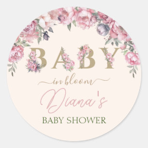 Elegante Rose Blush Pink Gold Baby Dusche Runder Aufkleber