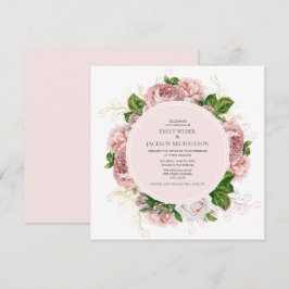 Elegante Rose Blush Rosa Bläserweiße Hochzeit Einladung