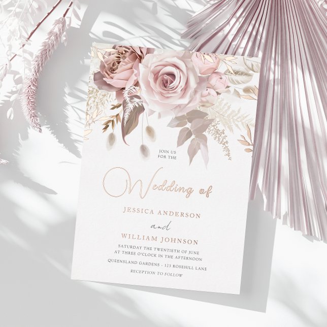 Elegante Rose Blush Spring Wedding Rose Gold Folieneinladung (Von Creator hochgeladen)
