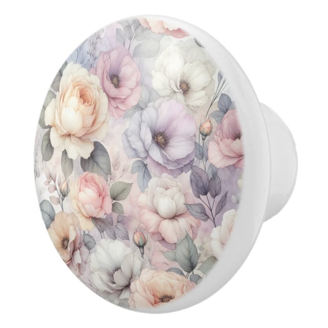 Elegante Rose Blüten Keramikknauf (Rechts)