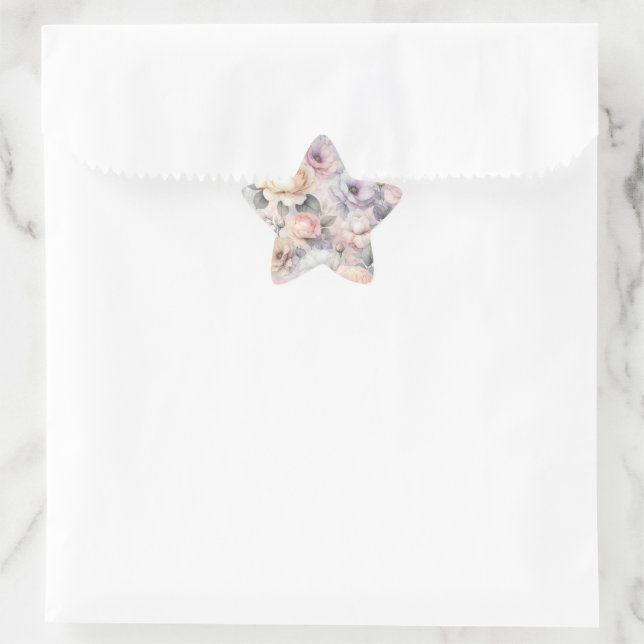 Elegante Rose Blüten Stern-Aufkleber (Tasche)