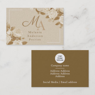 Elegante Rose Brown Monogramm Visitenkarte