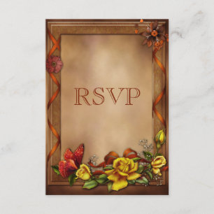 Elegante Rose & Butterfly Wedding RSVP Karte