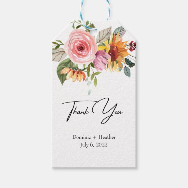 Elegante Rose Chic Wedding Geschenkanhänger (Vorderseite)