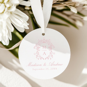 Elegante Rose-Chinoiserie-Wappen-Monogramm-Hochzei Geschenkanhänger