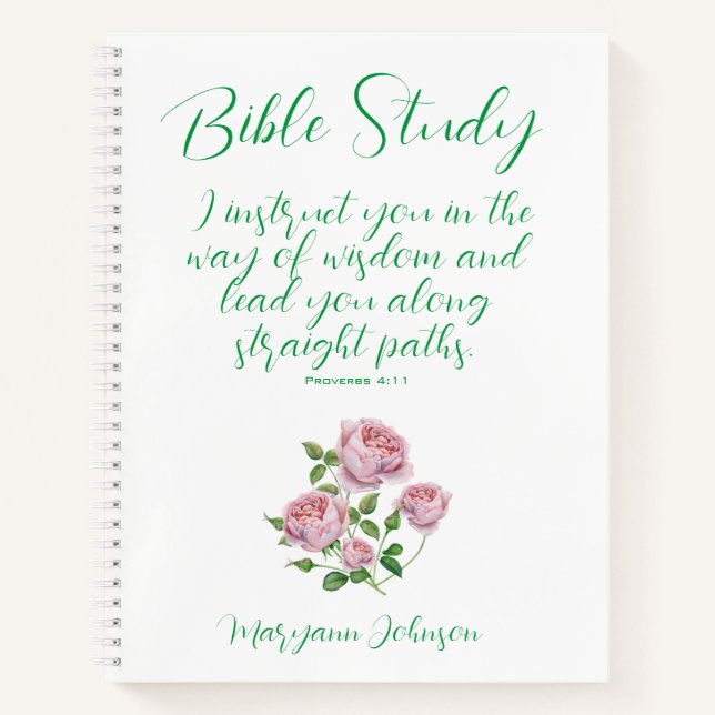 Elegante Rose Christlich Bibelstudie Notizbuch (Vorderseite)