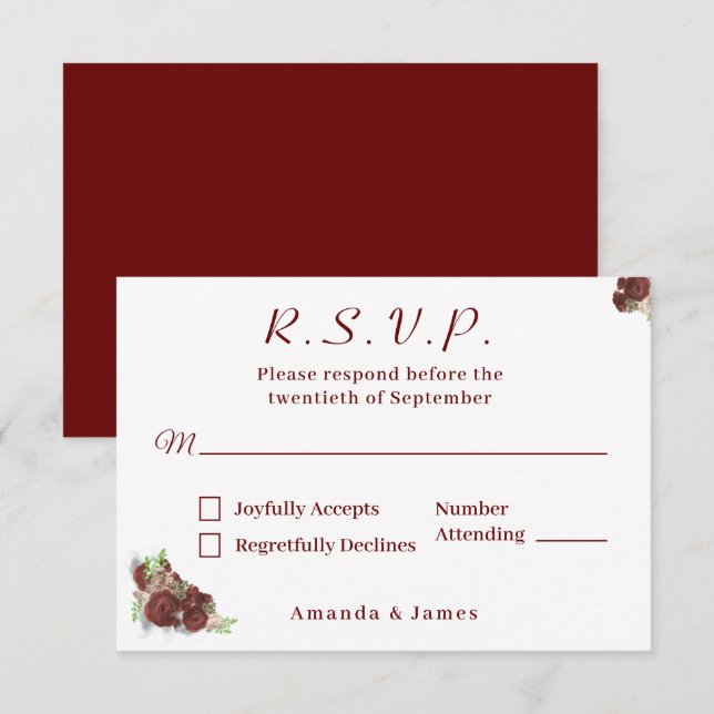 Elegante Rose-Corsage-Antwortkarte RSVP Karte (Vorne/Hinten)