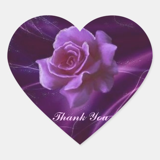 Elegante Rose Danke Herzaufkleber Herz-Aufkleber (Vorderseite)
