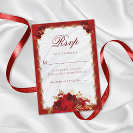 Elegante Rose der Roten Blüte Hochzeit RSVP Karte