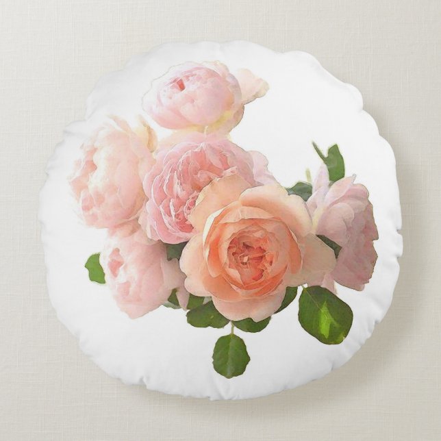 Elegante Rose Design Moderne Vorlage Trendy Rundes Kissen (Vorderseite)