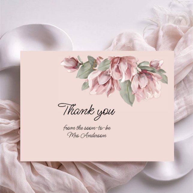 Elegante Rose Dusty Blush Dankeskarte (Von Creator hochgeladen)