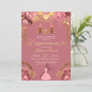 Elegante Rose Dusty Pink Charro Quinceanera Einladung