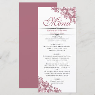Elégante Rose Dusty sur le menu de mariage blanc