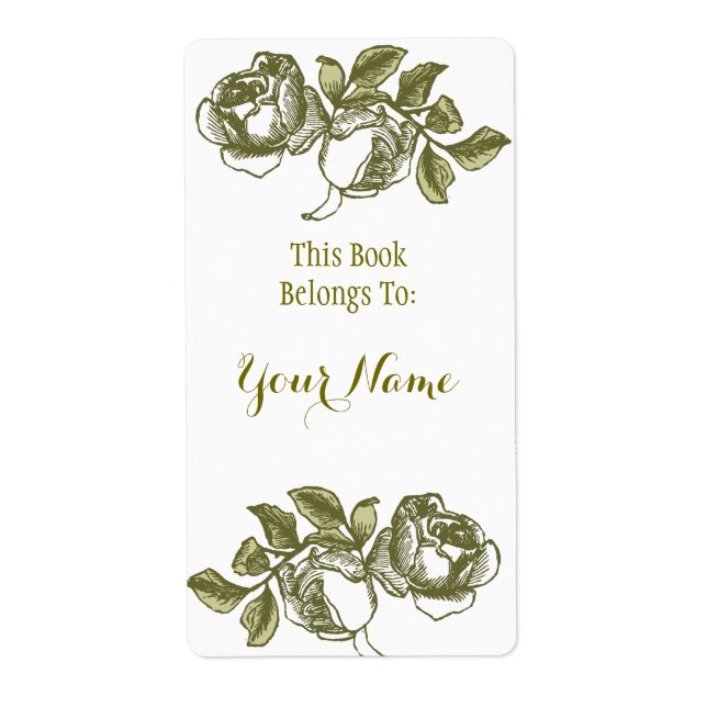Elegante Rose Etching White Golden Bookpate Label (Vorne)