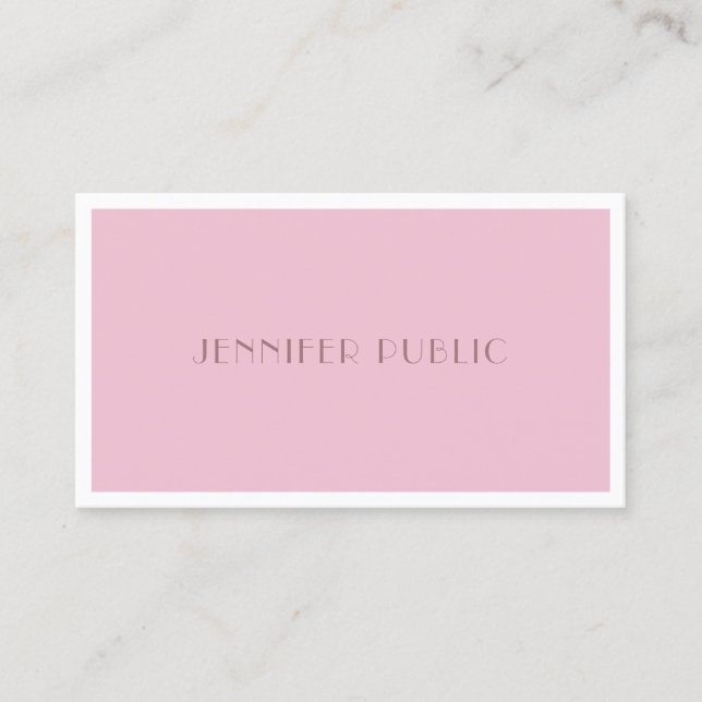 Elegante Rose Farbe Modernes Minimalistisches Desi Visitenkarte (Vorderseite)