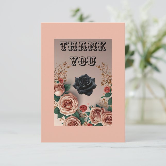 Elegante Rose Flat Dankeschön Karte (Stehend Vorderseite)