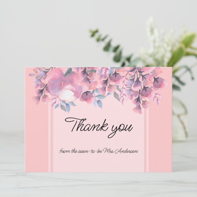 Elegante Rose Floral Dusty Dankeskarte (Stehend Vorderseite)