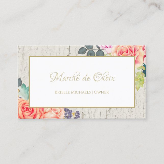 Elegante Rose florale gebrochene Paint Rustic Bout Visitenkarte (Vorderseite)