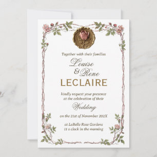 Elegante Rose Florale Hochzeit-Save-the-Date-Siege Einladung