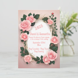 Elegante Rose Frame Template Hochzeitsempfehlung Einladung