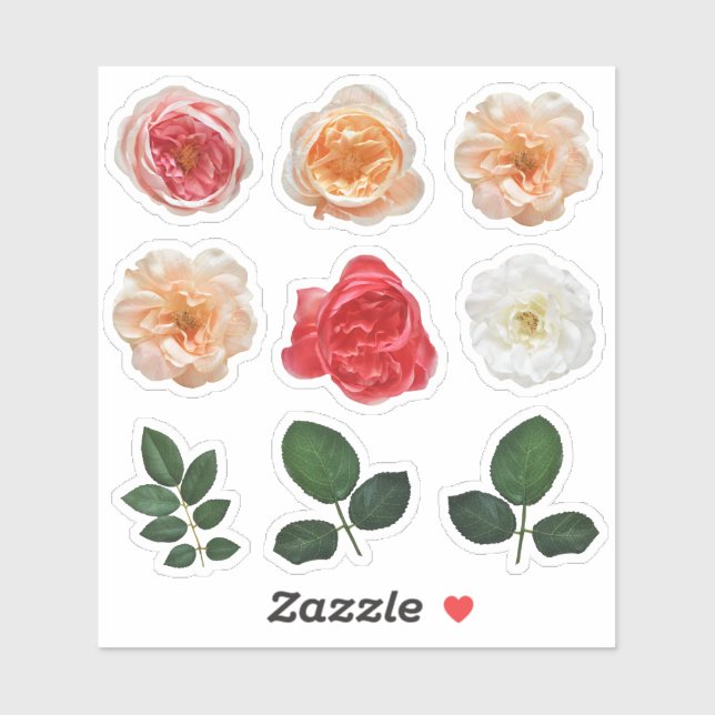 Elegante Rose Garden Kiss Cut Vinyl Sticker Sheet (Blatt)