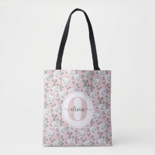 Elegante Rose Garden Monogram Pink Tasche