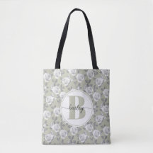 Elegante Rose Garden Monogram Sage Green