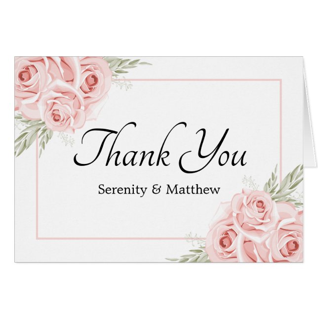 Elegante Rose Garden Pink Floral Wedding Vielen Da (Vorderseite (Horizontal))