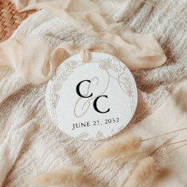 Elegante Rose Garden Trellis Calligraphy Monogram Runder Aufkleber