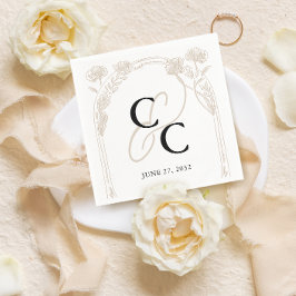 Elegante Rose Garden Trellis Calligraphy Monogram Serviette
