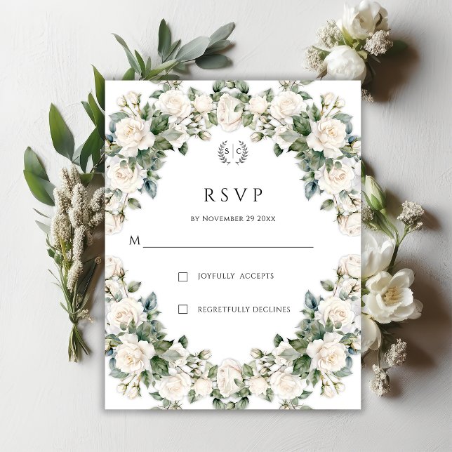 Elegante Rose Garden Wedding RSVP Karte (Von Creator hochgeladen)