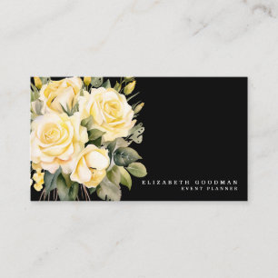 Elegante Rose Gelbe Schwarze Blume Visitenkarten Visitenkarte